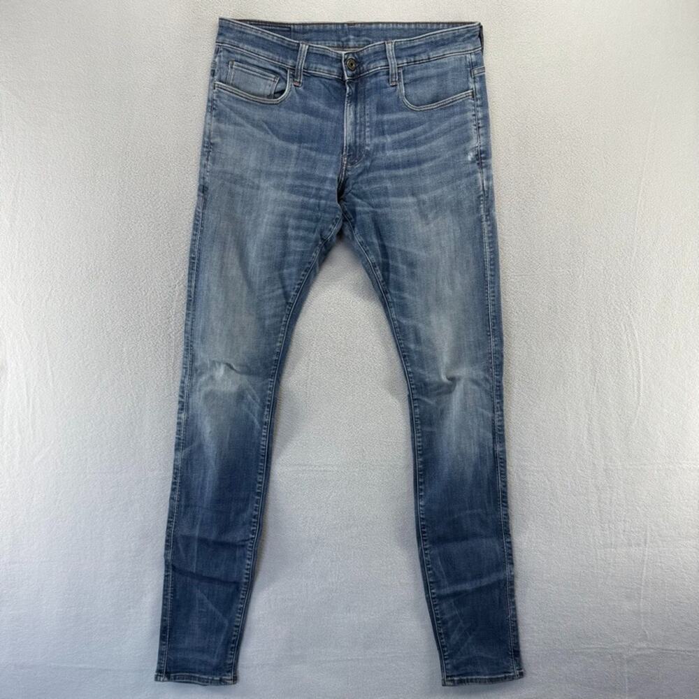 G Star Raw Jeans Men's 33x38 Fits33x37 Blue 3301 Deconstructed Super Slim Skinny